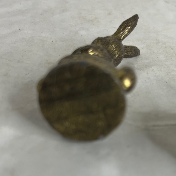 Vintage Miniature Pewter Metal Bunny Rabbit and Cabbage Figure 1.75in - Picture 3 of 4